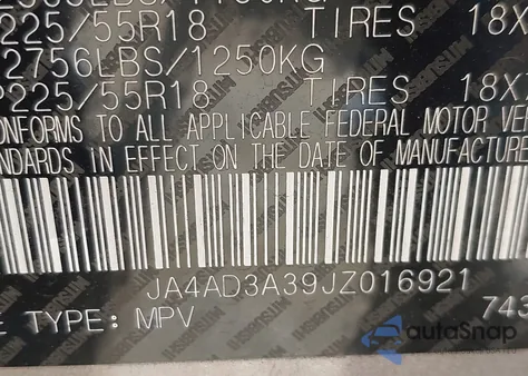 2018 Mitsubishi Outlander Sel из США, поврежденный, VIN JA4AD3A39JZ016921